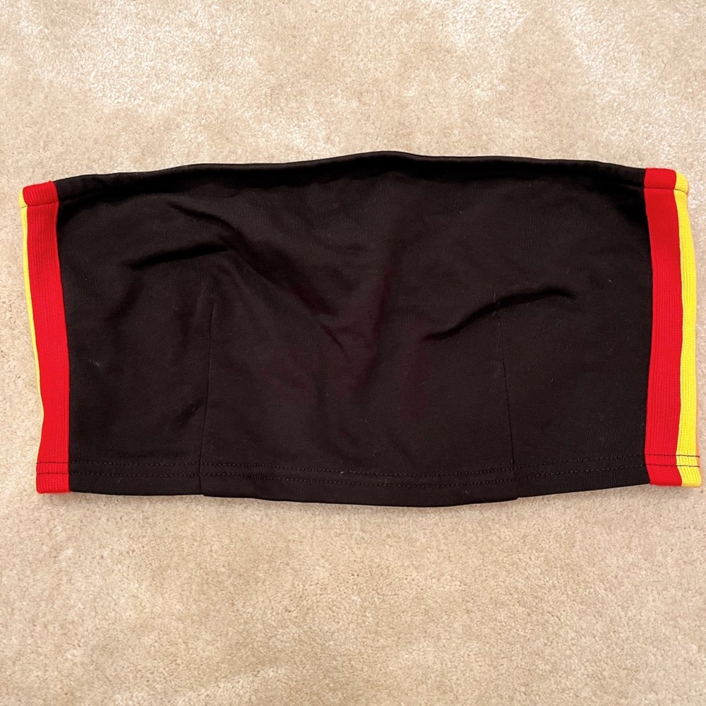 Black crop top with rainbow stripes